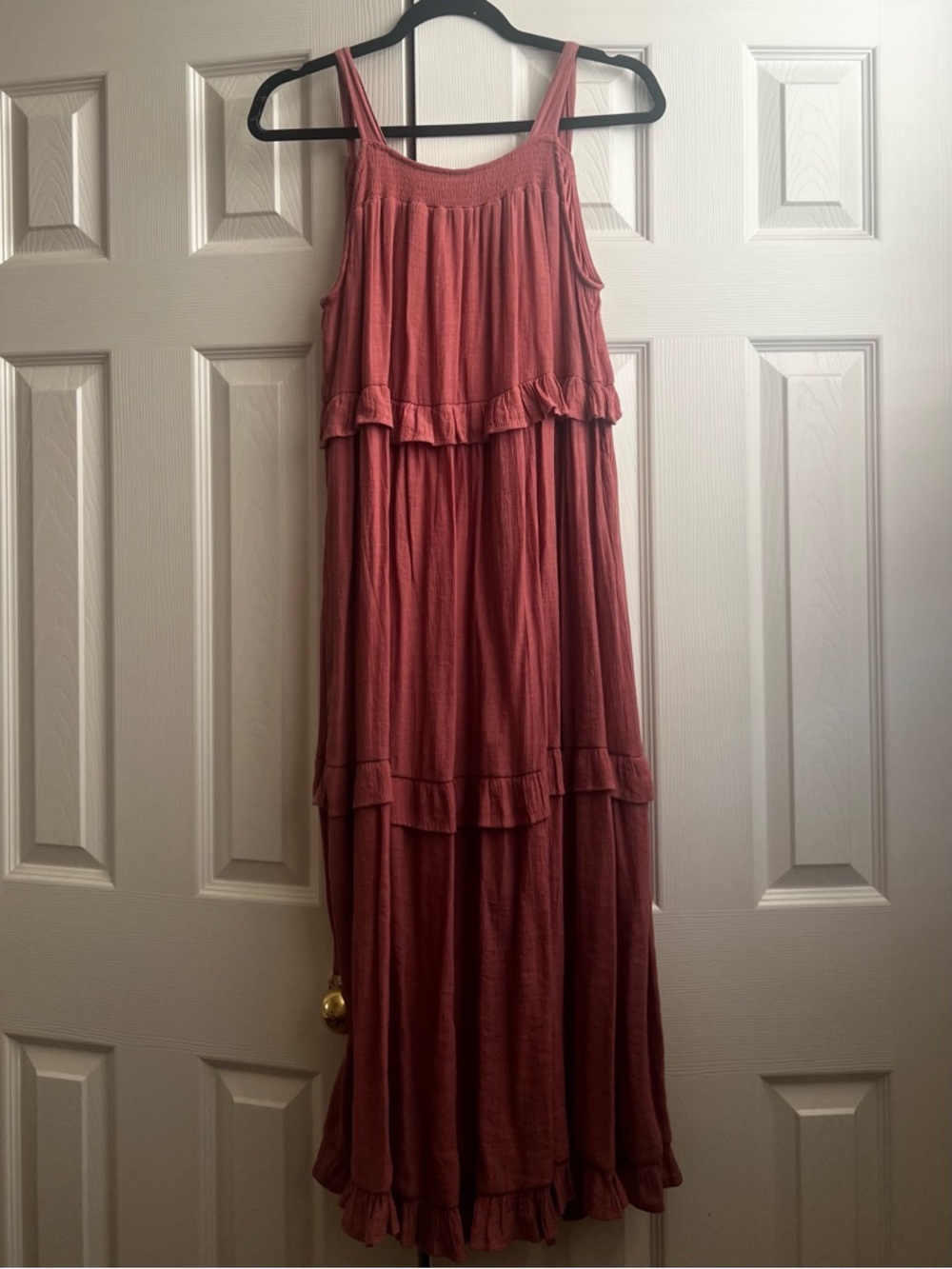 Sweet Wanderer Tiered Ruffle Maxi Dress in Dusty Rose